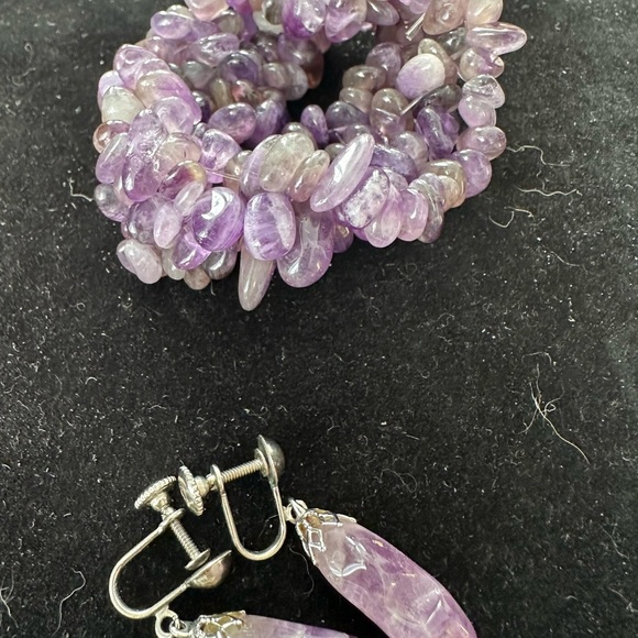 Amethyst Chip Bracelet and Earrings Set - Picture 3 of 4